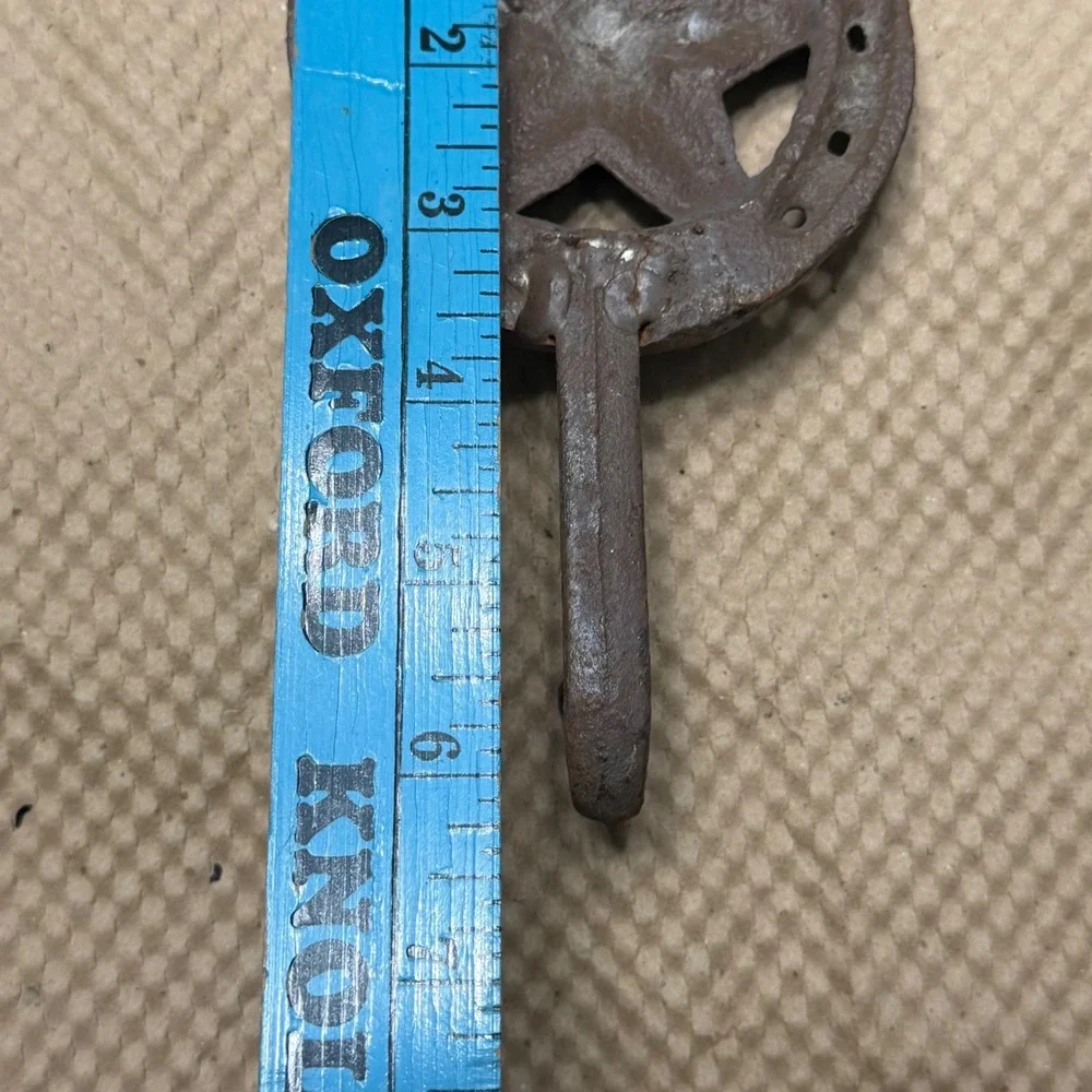 Rustic Cast Iron Horseshoe Texas Star Wall Hook Western Farmhouse‎ Decor Brown